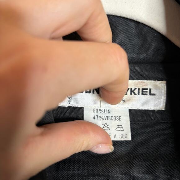 Sonia Rykiel Paris Linen Blend Trench Coat Black - Picture 6 of 11